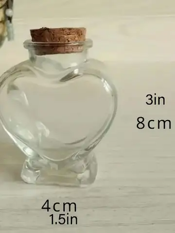 코르크 마개가 있는 빈 미니 유리 하트 모양 병, 작은 유리병 병, DIY 아트 공예 장식, 파티 용품