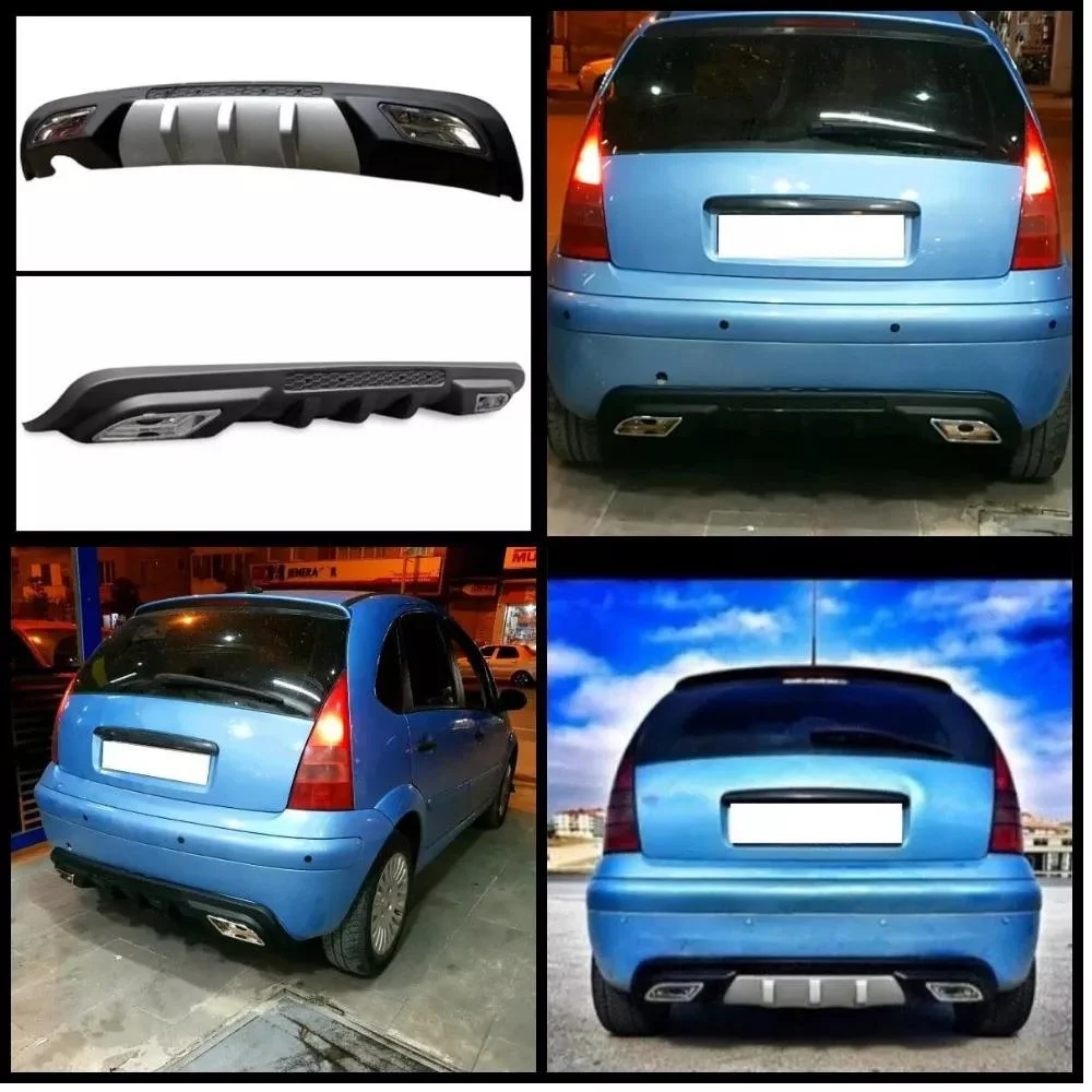 Car Rear Bumper Diffuser for Citroen C3 Black ABS Plastic Car-Styling Spoiler Deflector Body Kit Splitter Lip Professional