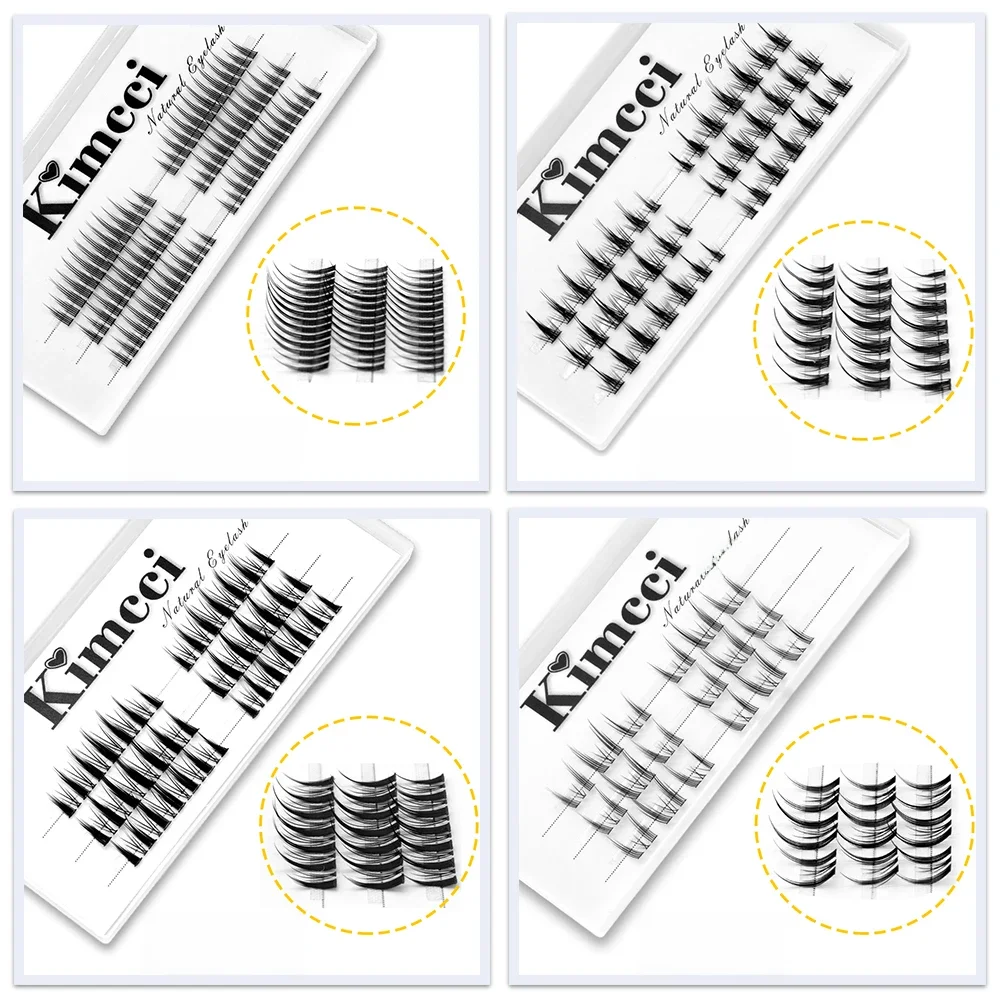 Kimcci ​ Extensions de cils individuels en vison synthétique, volume russe 3D MIX DIY professionnel, faux-cils segmentés en bouquets