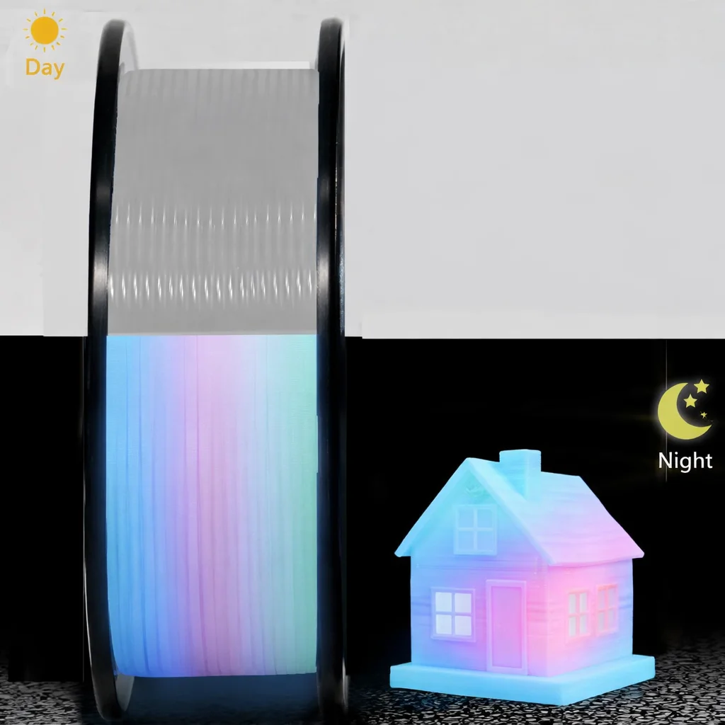 

Rainbow Glow-in-the-Dark PLA 3D Printer Filament Bundle 1.75mm Dimensionally Accurate +/- 0.03mm 250g for 3D Printing