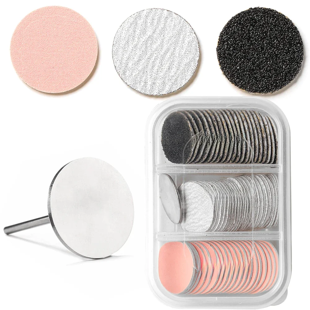 Papier abrasif remplaçable avec disque métallique rose, embout de pédicure pour ongles, papier de verre, outil de soins des pieds, accessoires, 60 pièces