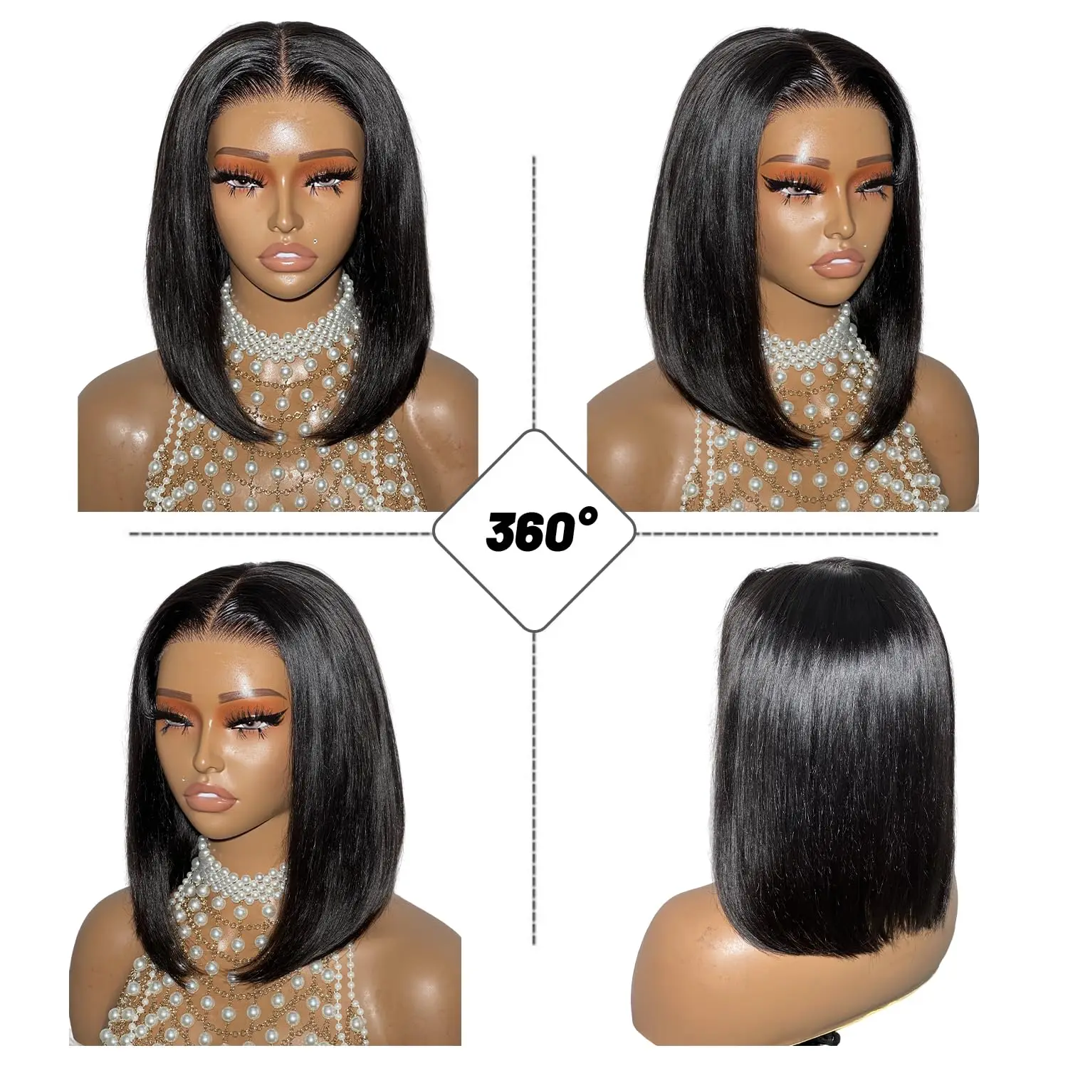 Ready To Go Glueless Bob Wigs Human Hair 180% Glueless Short Straight pre cur 4x4 13x4 HD Lace Closure Front Wig For Black Women