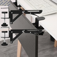 1Pair Clamp-on Folding Support Bracket For Desktop Keyboard Tray Elbow Rest Table Top Extension
