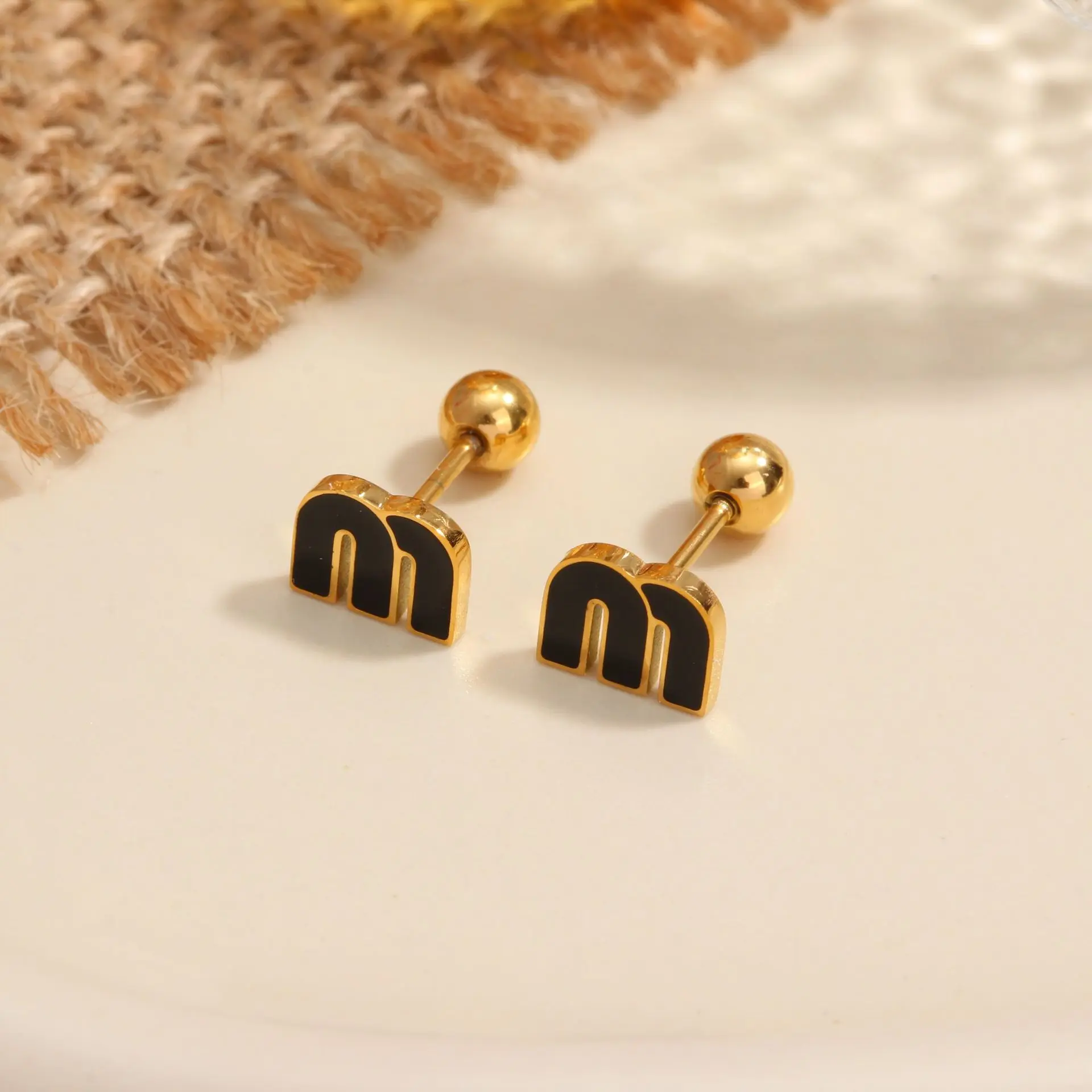 IFYOUOO Stainless Steel Letter M Stud Earrings for Women Fashion Jewelry Delicate Cute Tiny Earrings Gift image 3