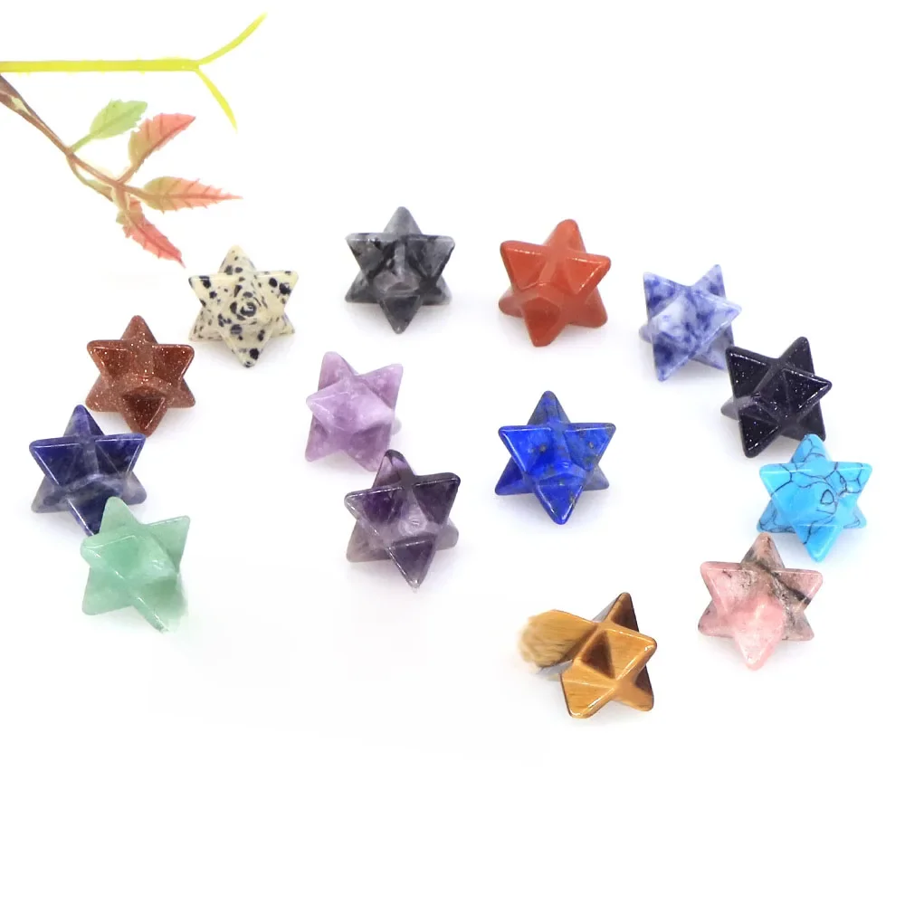 Merkaba Star-Pierre de Quartz Chakra Naturelle, Clip Wiccan Reiki, Massage de Guérison, Protection des Gemmes pour la Décoration de Bijoux DIY, Vente en Gros, 13mm
