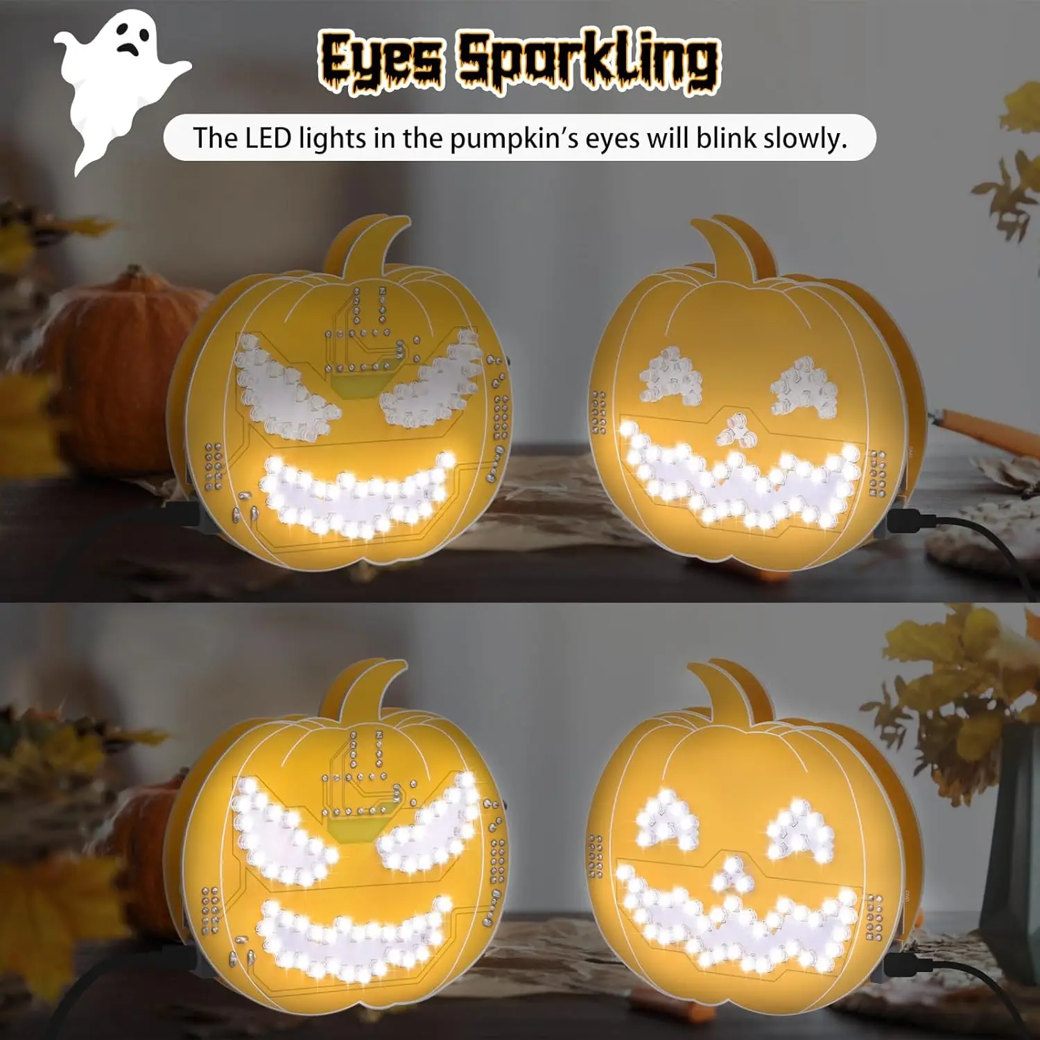 Halloween DIY Soldering Kit Pumpkin LED Light Electronics Project for STEM Teaching Learning Desk Decor Educational Present