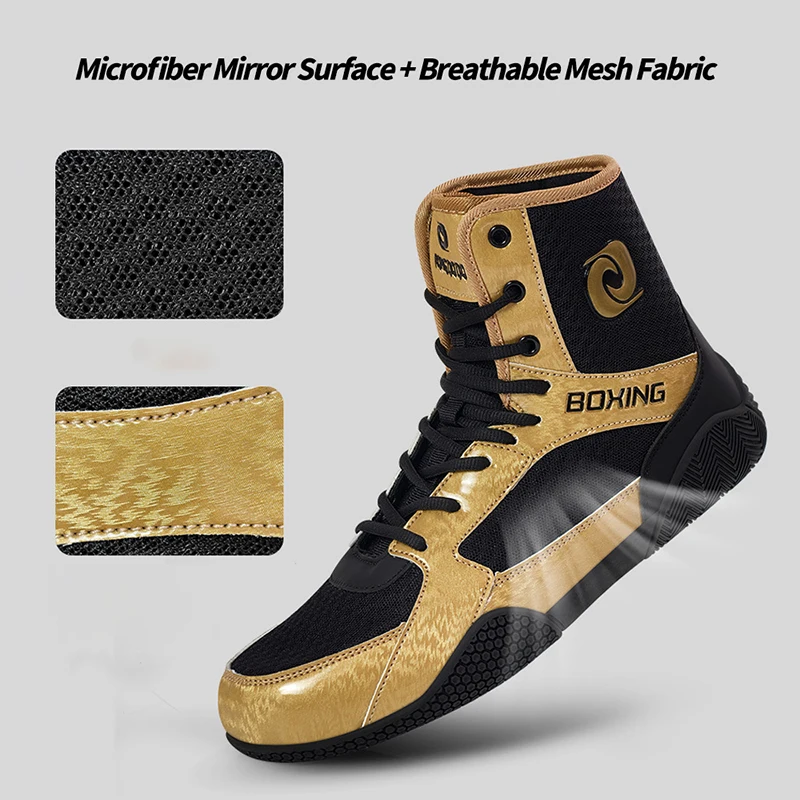 Fitness-Boxschuhe für Herren, Ringerschuhe, atmungsaktive, rutschfeste Sohle, knöchelhohe Schuhe für Sanda-Kampftraining. – Detail 3