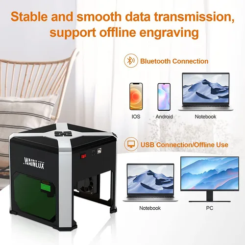 Imagen 2 del producto Wainlux-grabador láser K6, impresora de marcado, máquina de carpintería, plástico, 3000mw, Bluetooth