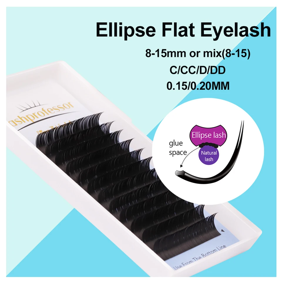 

Ellipse Flat Eyelash Double Split Tips C CC D DD 0.15MM 0.20MM Matte Makeup Light Weight Individual Faux Mink Lash Supply cilios