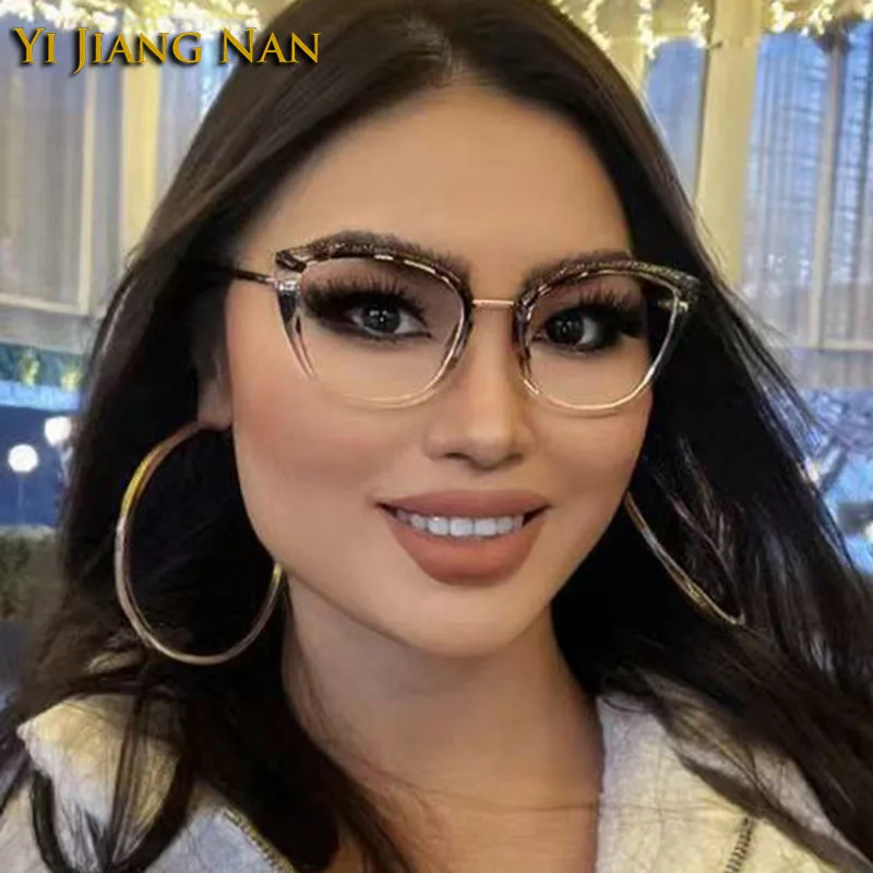 

Women TR90 Optical Eyewear Prescription Glasses Frame Elegant Gradient Color Spring Hinge Temples Eyeglasses Spectacles