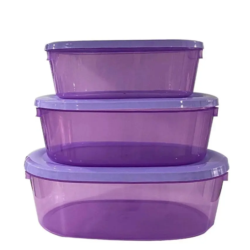 3 PCs PP Storage Container Set round Storage Container With Lid refrigerator crisper storage box PP food storage box 5 L3L 2L