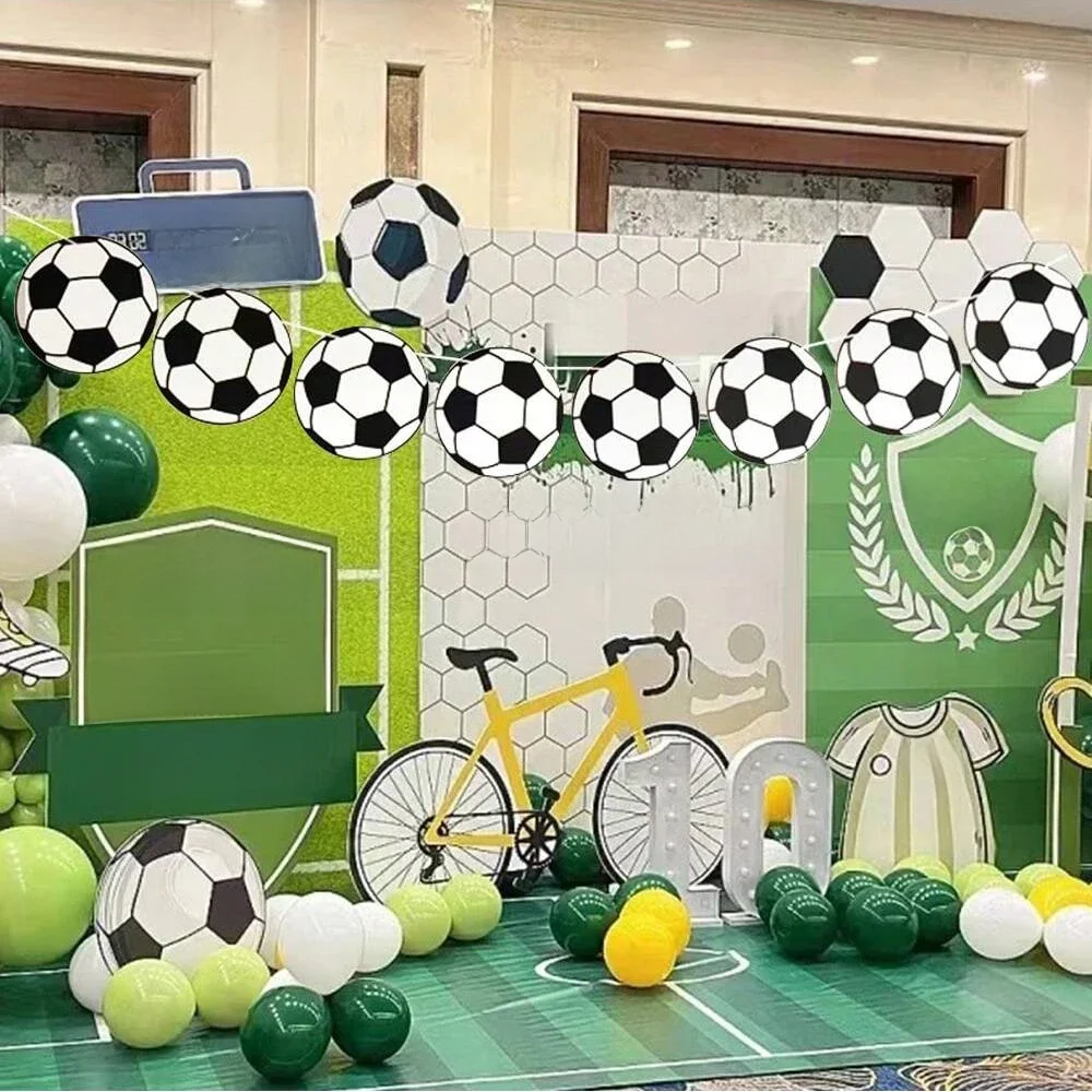 1 st Voetbal Verjaardagsfeestje Decoratie Vlag trekken Voetbal Gelukkige Verjaardag Papier Banner Feestartikelen - afbeelding 2