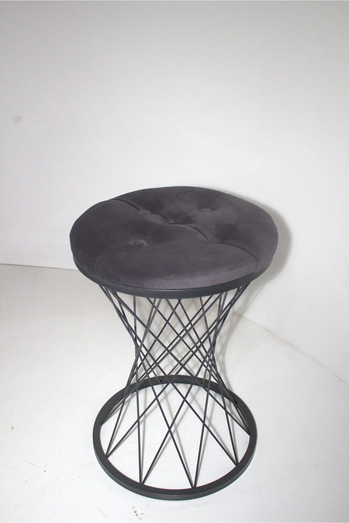 Metal Pouf Chair Stool Basketball Hoop Design Black Smoked White Nordic Style Round Bedroom Modern