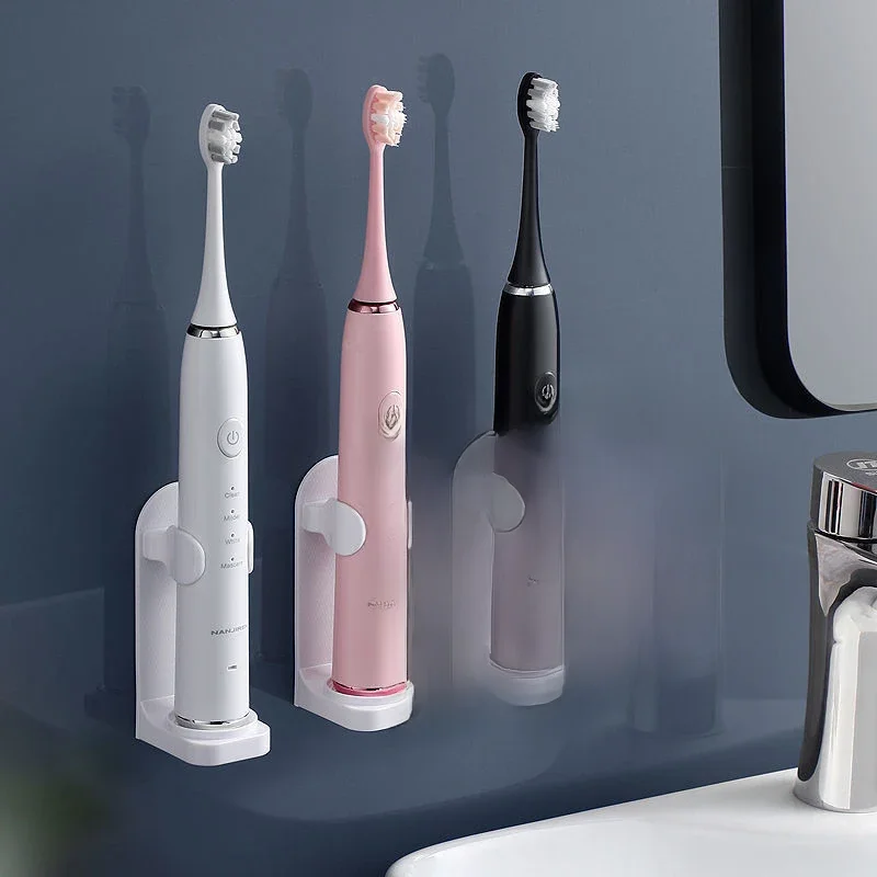 Suporte escova de dentes elétrica ajustável, Base Silicone, Não-Slip, Wall Mount, escova corpo Rack,