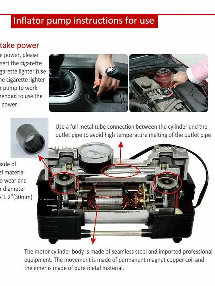 AliExpress NONE 150PSI Heavy‑Duty 12V Car Tyre Inflator, Portable Electric Air Compressor Pump, Fast Inflation for Car Van Bike Tyres Emergency Vehicle Tool