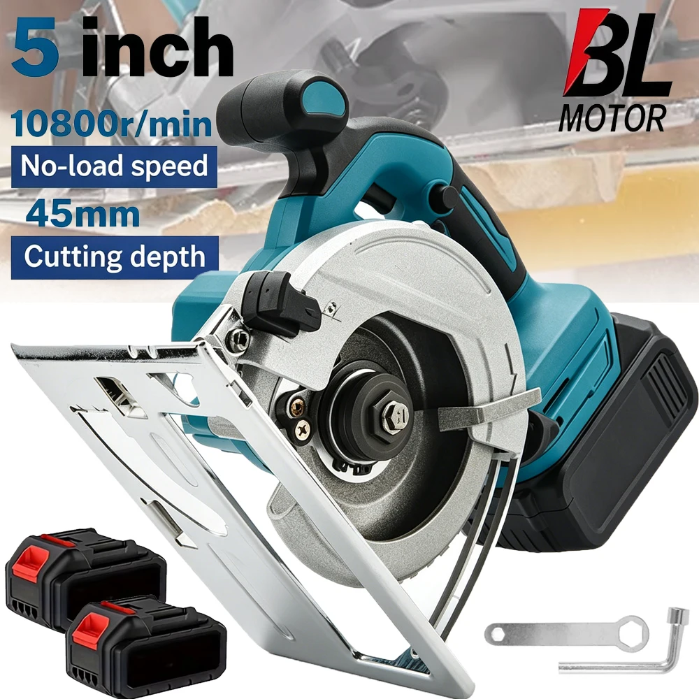Scies circulaires électriques sans balais OWJHE, 10800 tr/min, outil de coupe sans fil de 5 pouces, outils portatifs pour le travail du bois, pour batterie Makita 18V