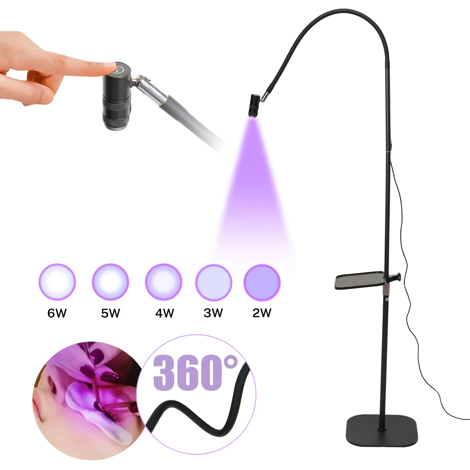 Bromose UV-Wimpernlicht UV-Wimpernkleber 6W LED Wimpernverlängerungs-Nageltechnik-Kleberlampe mit Fußpedalsteuerung Kleberhärtung in 2-5 Sekunden
