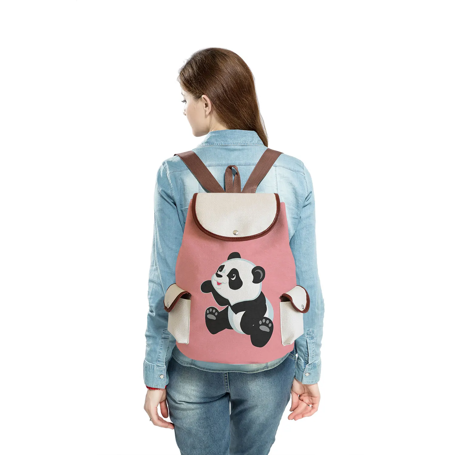 Sac à dos de dessin animé KrasnoCute pour femmes, sacs à cordon de grande proximité, cartable décontracté pour filles, sacs à dos College d\'animaux,