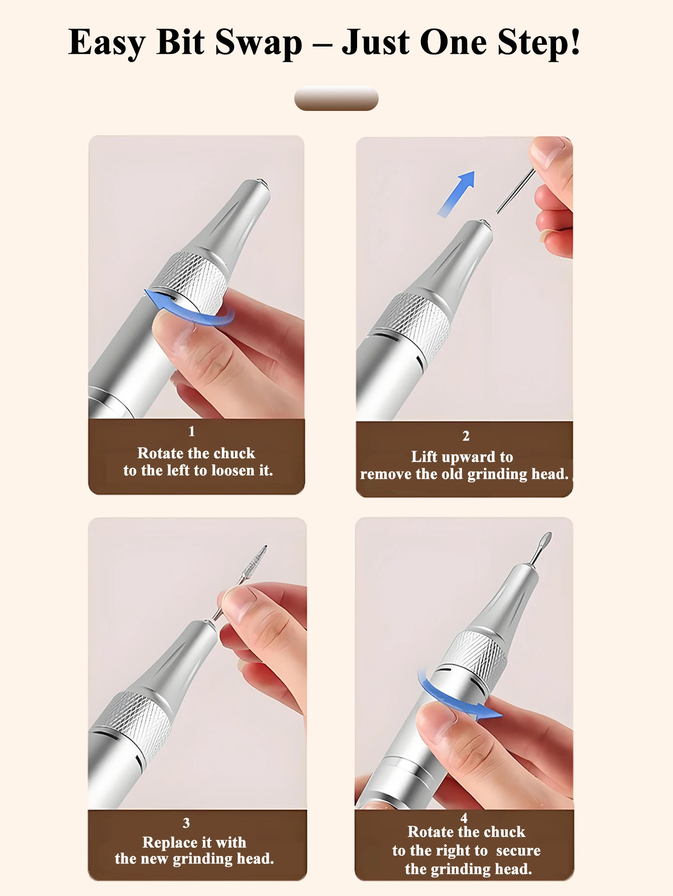 45000 دورة في الدقيقة آلة حفر الأظافر الكهربائية المحمولة ملف الأظافر قابلة للشحن مسمار ساندر ل هلام تلميع الأظافر لصالون مانيكير #5