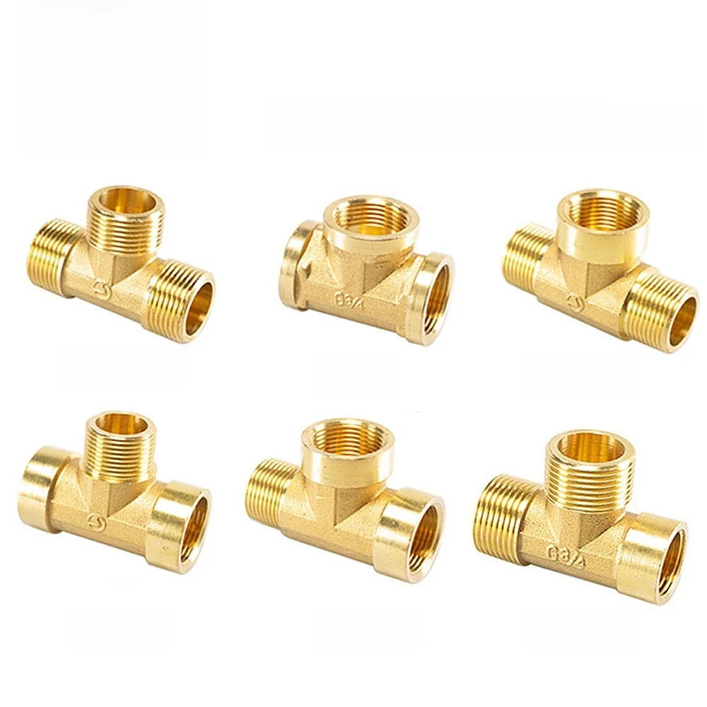 Pneumatyczne hydrauliki mosiężne złączki rurowe gwint męski/żeński 1/8 "1/4" 3/8 "1/2" BSP typ trójnika złączki miedziane woda olej gaz Adapter — zdjęcie 2