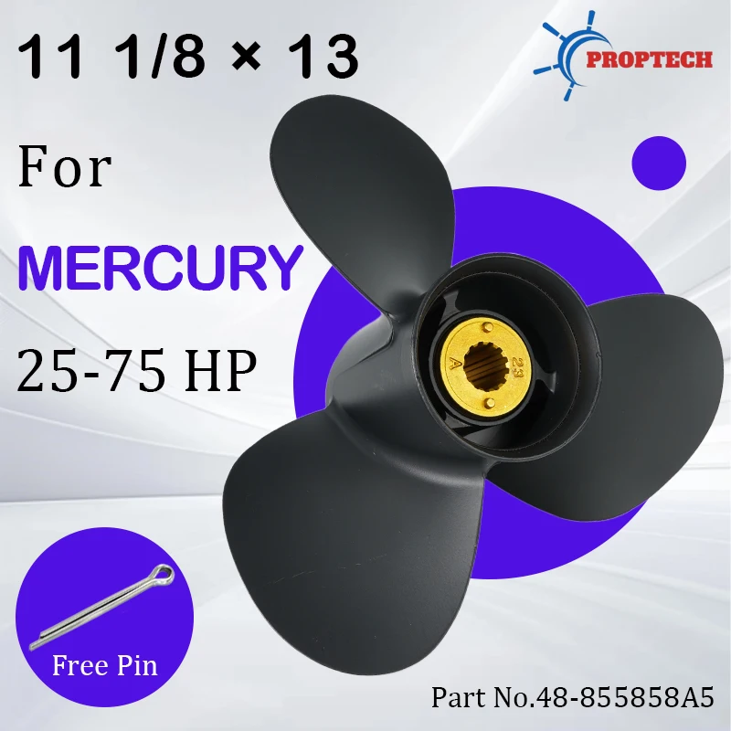 

Outboard Propeller 11 1/8x13 For MERCURY 25-75HP 48-855858A5 Aluminum Propeller 13 Spline Boat Parts Accessories