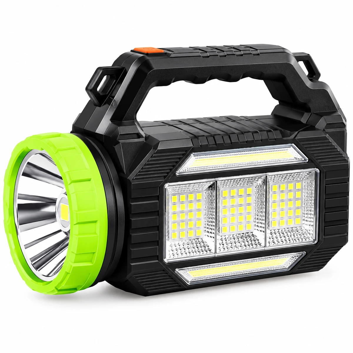 Torcia LED COB con Luce di Avvertimento Rossa e Blu, Torcia da Ricerca con Batteria Ricaricabile e Ricarica USB