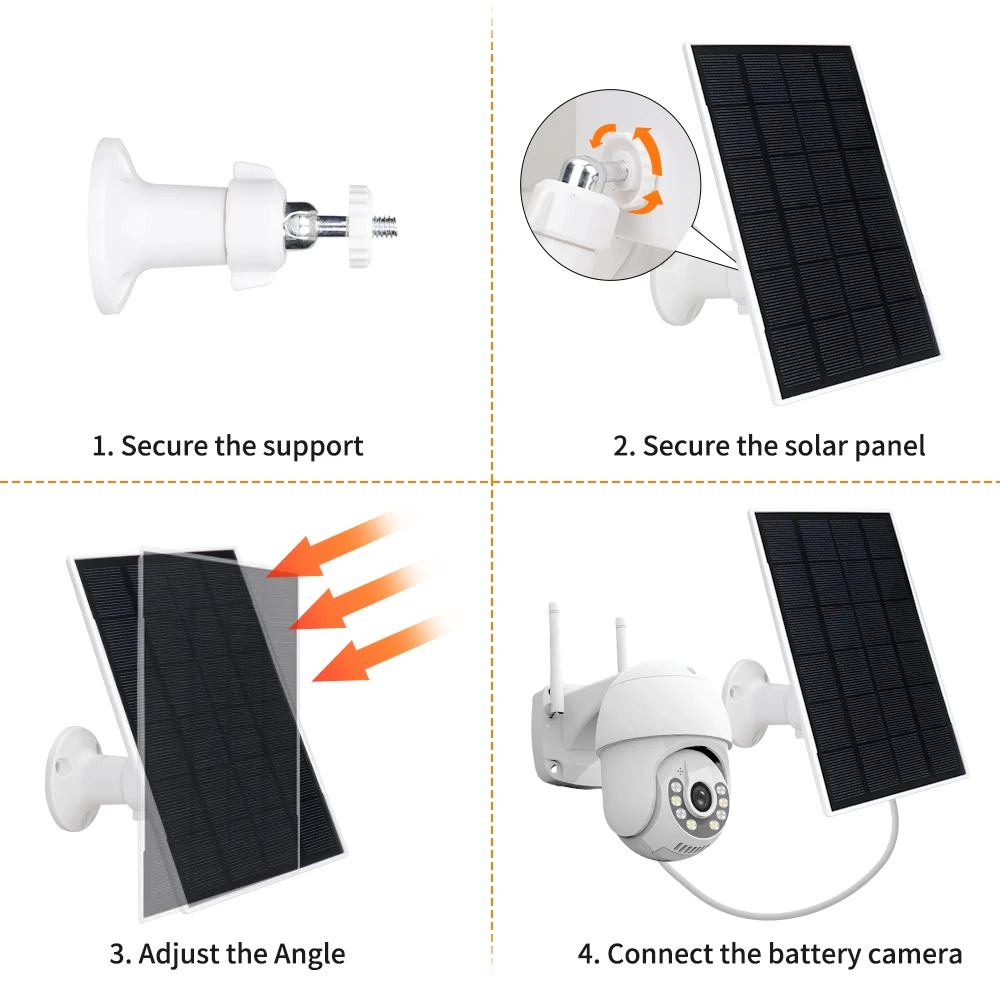 Imagem -06 - Painel Solar para Alimentação Usb tipo c Carregador de Câmera de Segurança Externa Bateria Embutida 3.7v Suporte Ajustável 360 ° Cctv D306