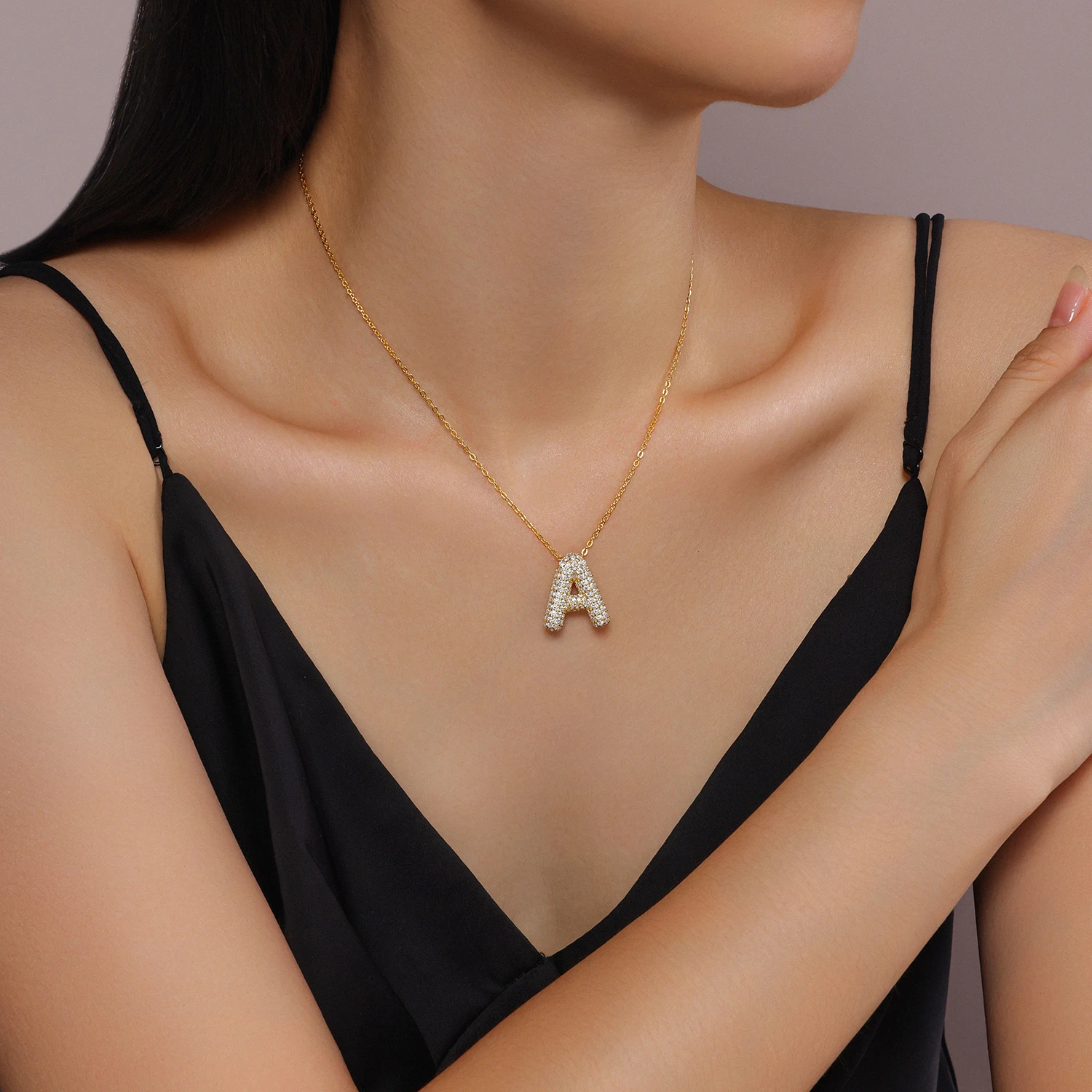 Kfvanfi Moissanite Luxury Letter Women's Necklace 925 Sterling Silver Plated 18K Gold Clavicle Chain Lab Diamond pendant Jewelry
