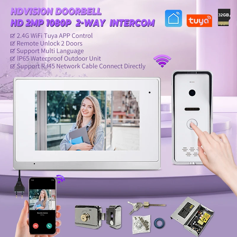 

Видеодомофон Intercom Wifi Tuya Network Cable RJ45 IP Wired For Intercom Intercomunador