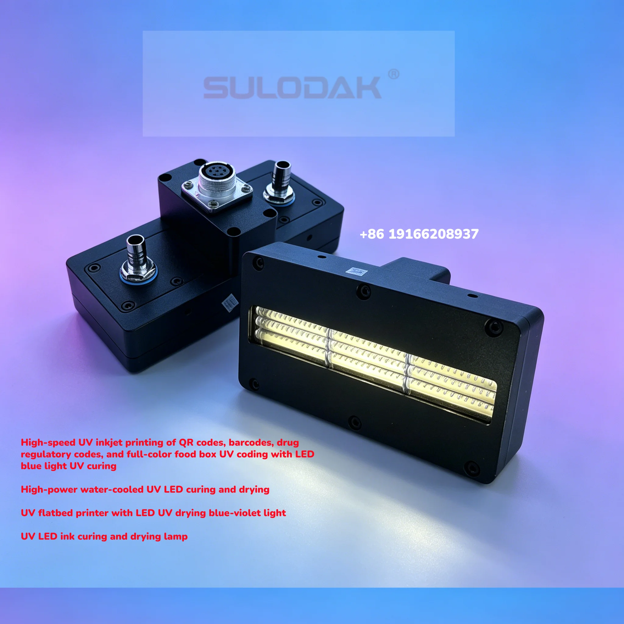 350W Water Cooling 395nm UV LED Curing Lamp for Ricoh G5 G6 Epson i3200 7th Gen Dual Row Printhead UV Flatbed Printer
