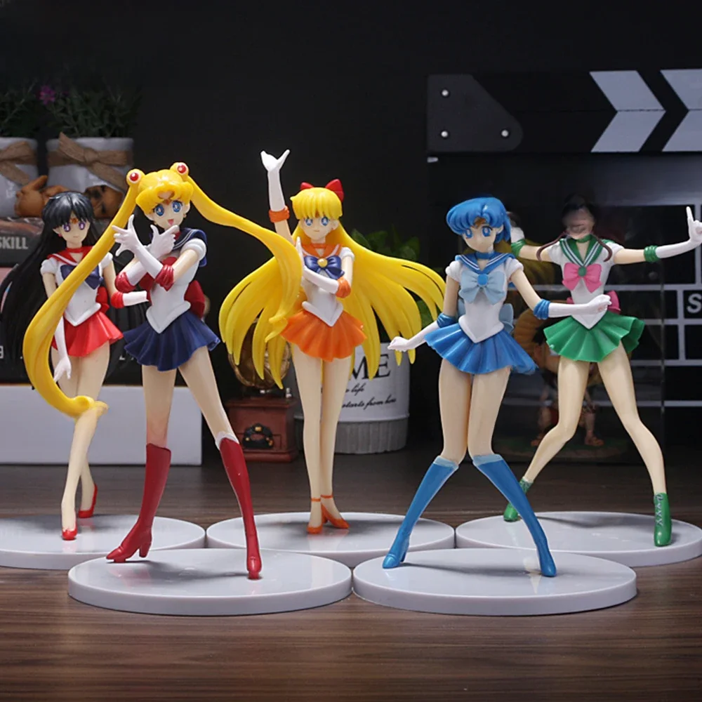 5pcs-Set Sailor Moon Anime Figur Mizuno Ami Tsukino Usagi Hino Rei Aino Minako Action Figure Modell Kawaii Puppe spielzeug Geschenk