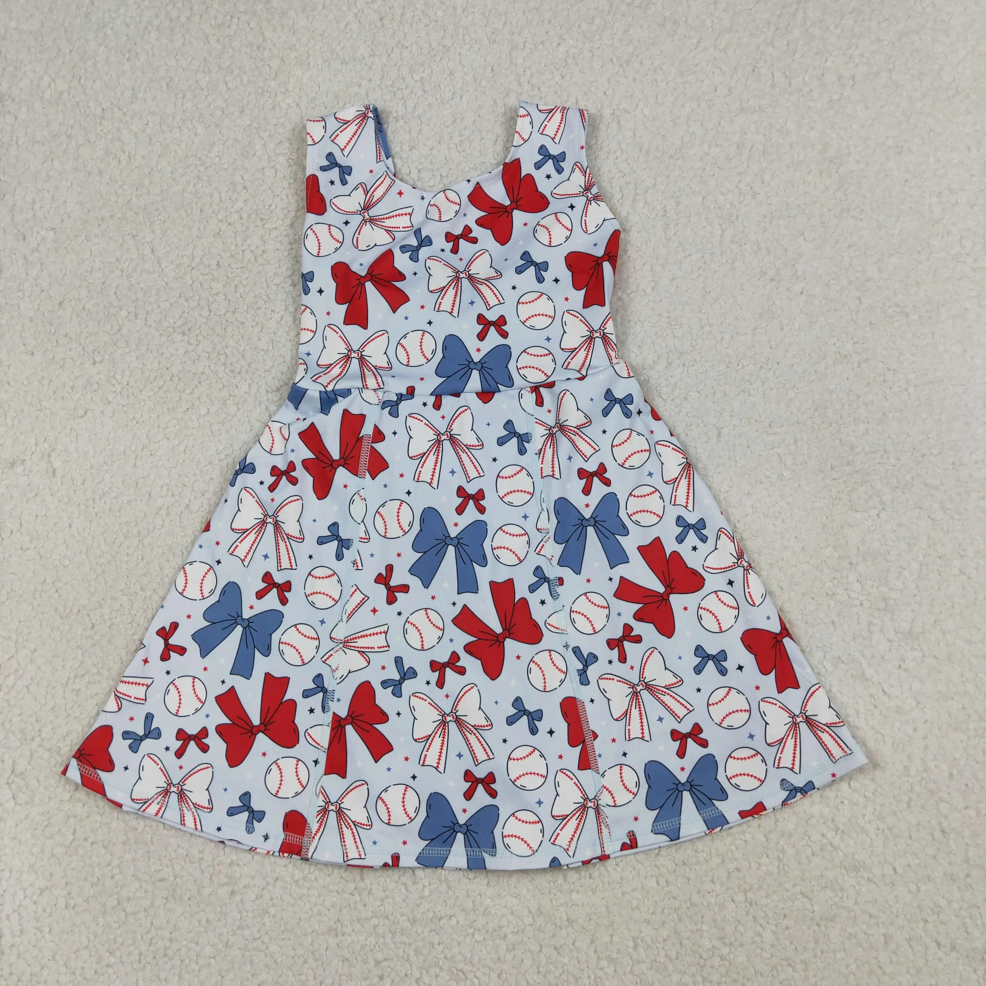 

GSD2150 New RTS Baby Girls Baseball 4th Of July Yoga Active Wear Skort Knee Length Dresses