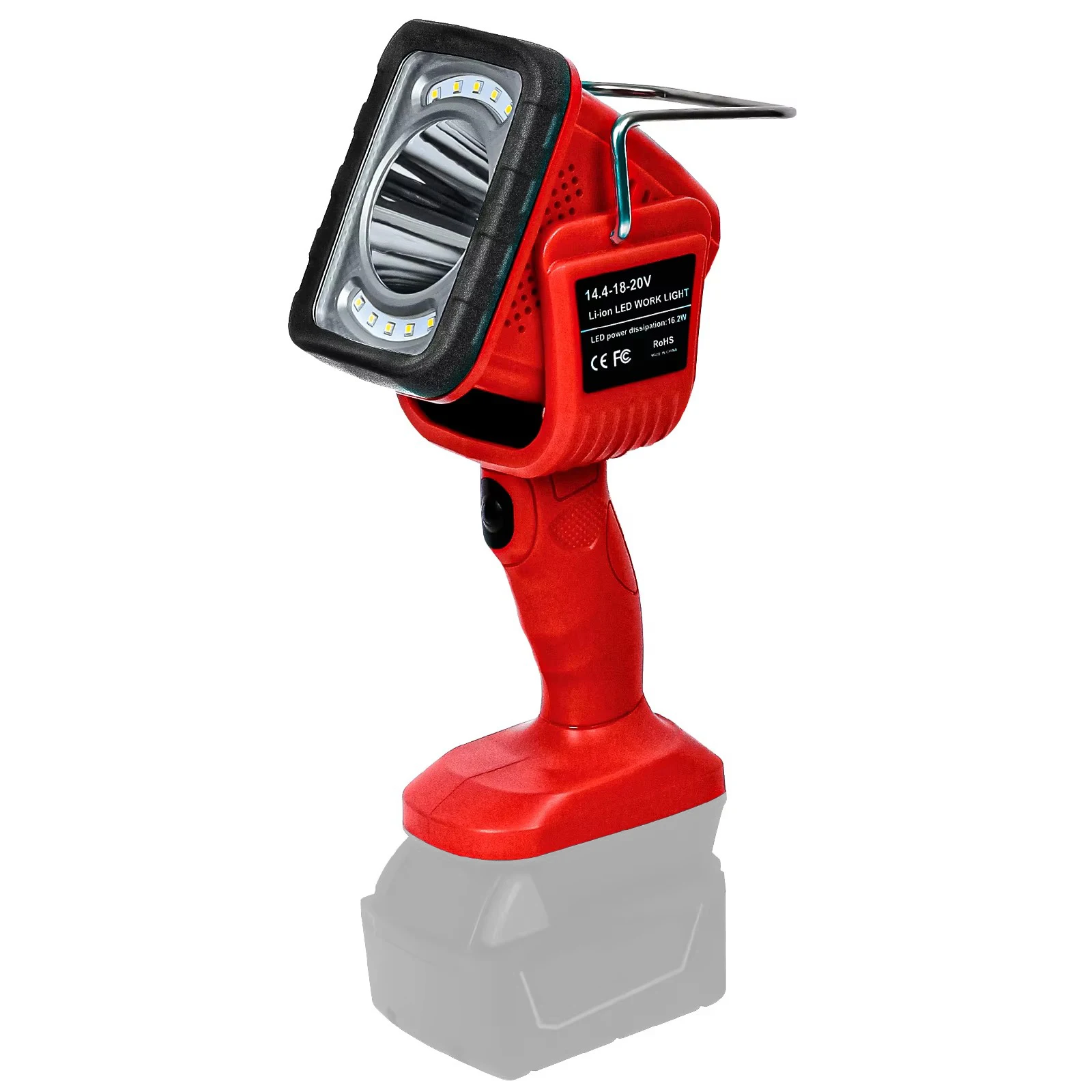 สำหรับ miliwaukee ไฟทำงาน16.2W 14.4V-18V, แบตเตอรี่ Li-ion แบบพกพาไฟฉาย LED กลางแจ้งแหล่งแสงคู่โคมไฟแนวตั้ง