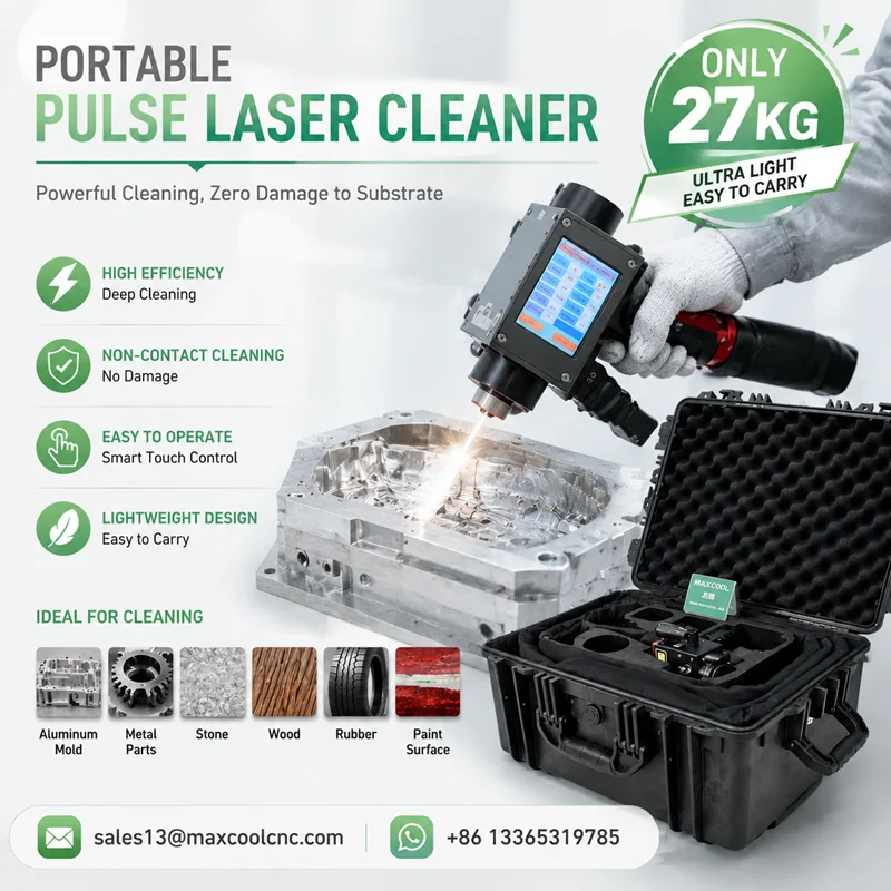 Mini Laser Surface Cleaning Machine Portable Case Pulsed Laser Cleaner for Removing Rust Oxide Grease Coating from Metal Parts