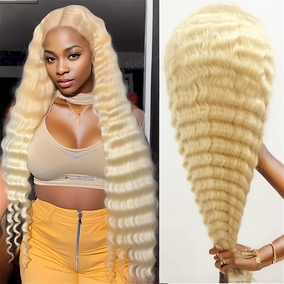 

30 40 Inch Blonde 613 Brazilian Lace Frontal Wigs 13x6 HD Transparent Colored Curly Human Hair Deep Wave Chioce For Women Wig