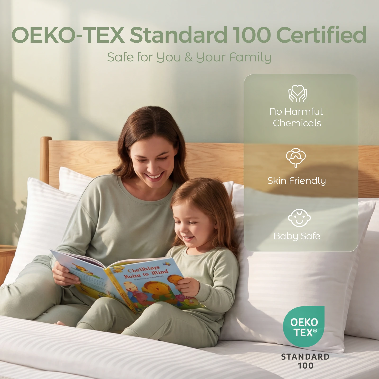 FAUNNA 100% Cotton Pillowcases, White Pillow Covers, Toddler Standard Queen King Body, 2/4/6 Pack