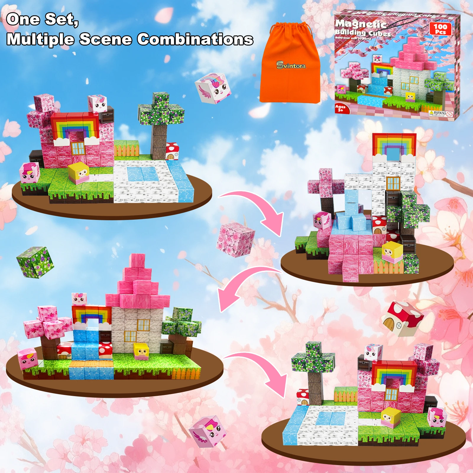 Magnetische Bausteine, Magnetspielzeug für Kinder im Alter von 3–10 Jahren, Ostergeschenke für Kinder, Magnetische Fliesen-Konstruktions-Minenwelt-Set – Detail 1