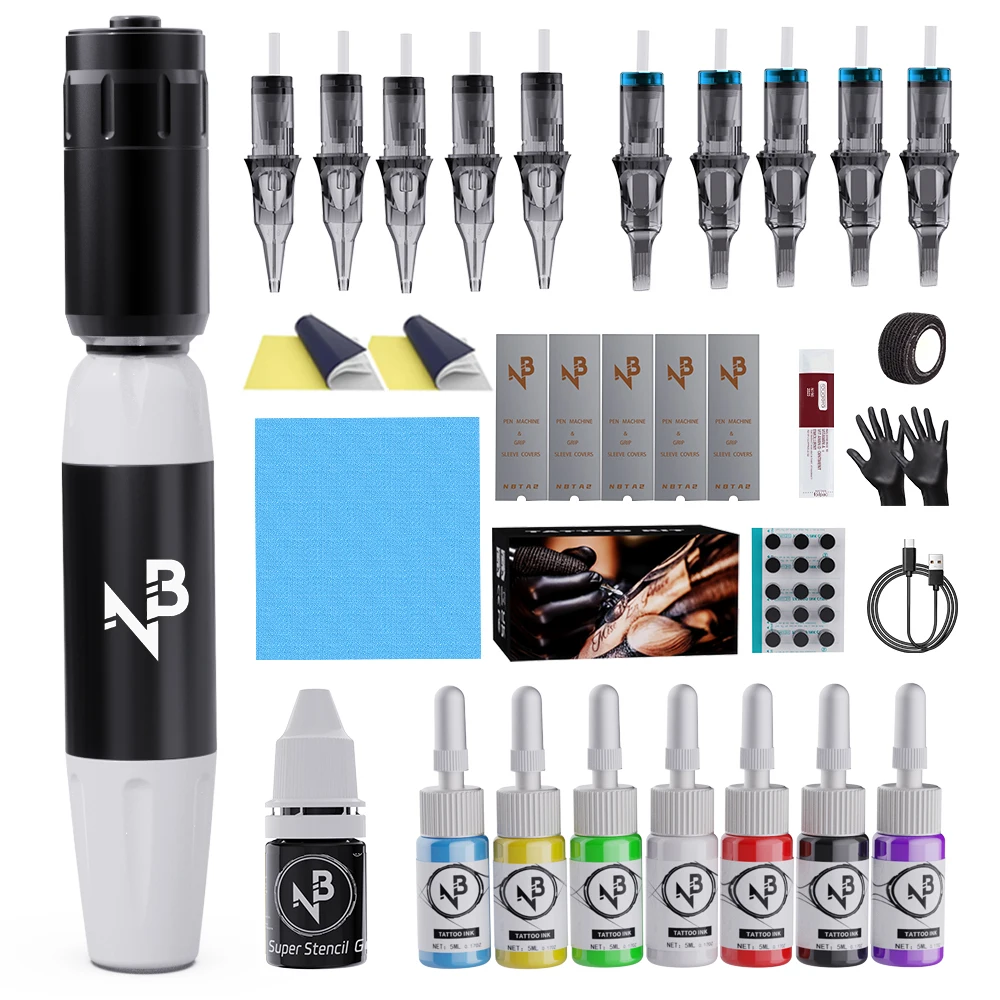 

Inksoul Wireless Tattoo Pen Set, Tattoo Battery USB Charging, 10 Needles, 7 Colors of Tattoo Ink and Mixing Cups, Etc