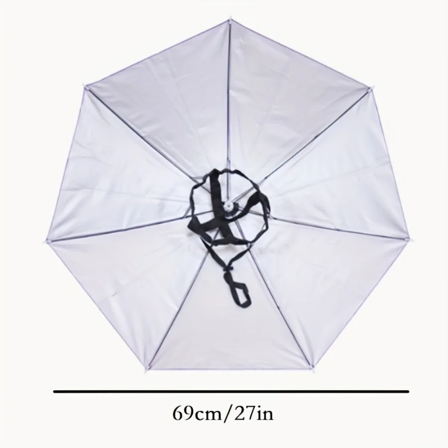 1pc Ultimate Dual-Use Hat Umbrella - 27in/69cm, Lightweight & Elastic Band Attachment - All-Weather Outdoor Protection for Rain