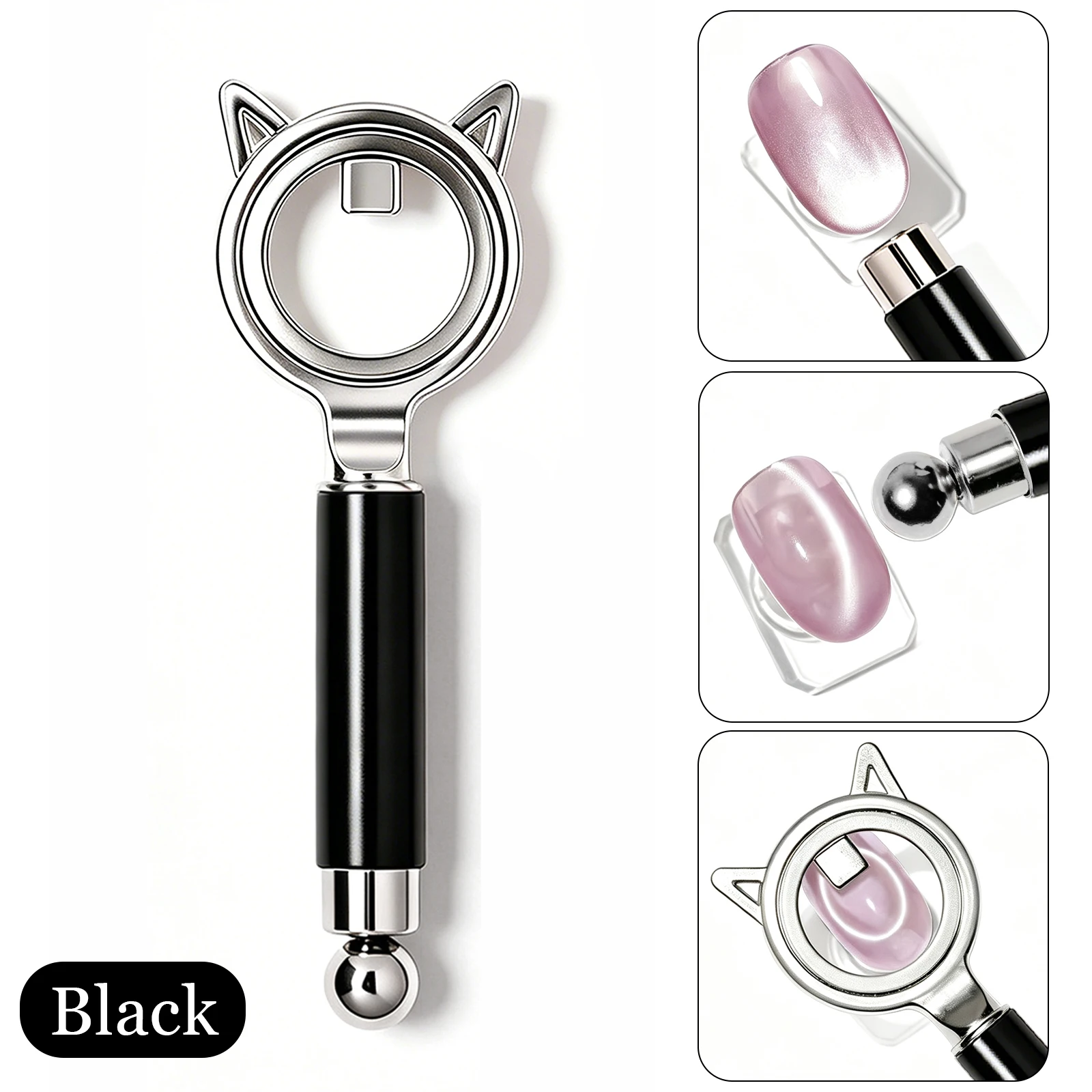 Katzenohr-förmiger Halo-Katzenaugen-Nagelmagnet, starker Ringmagnet für Glasperlen-Seitenlicht-Nagelkunst, DIY Magnetgel-Maniküre