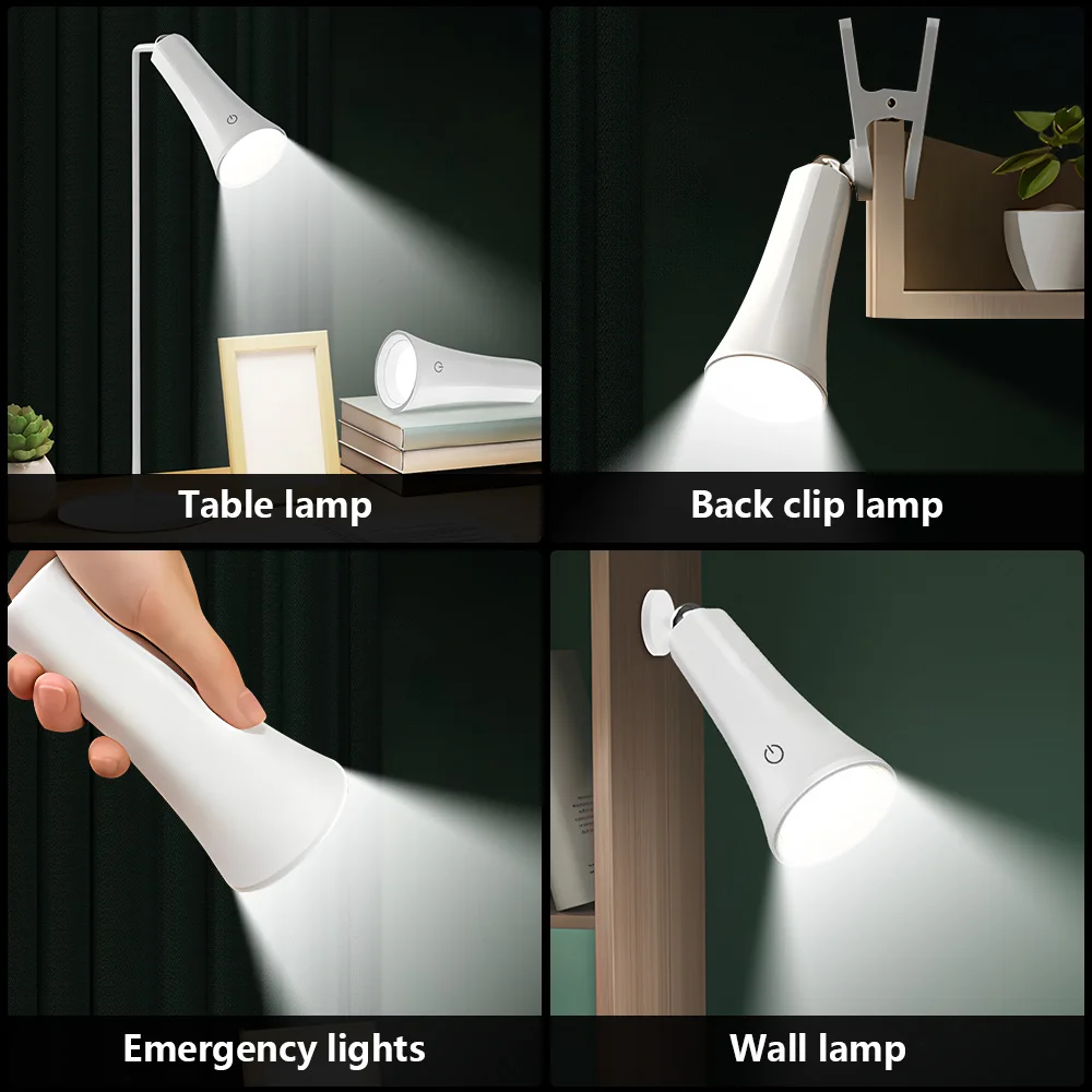 Multi-function Reading Light Clip Table Lamp LED Rechargeable Wireless Touch Study Light 360° Magnetic Night Light Writing Lamp