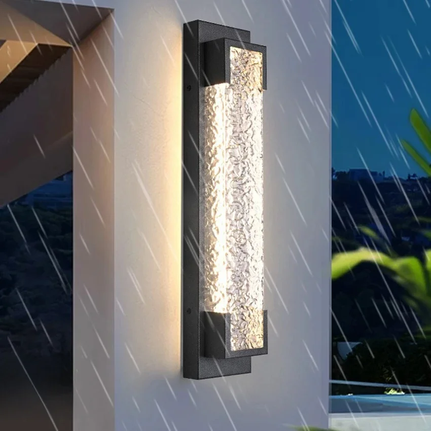 Applique Murale d'Extérieur Moderne en Acier Inoxydable, Lampe de Jardin, Longue Bande, Étanche, Luminaires