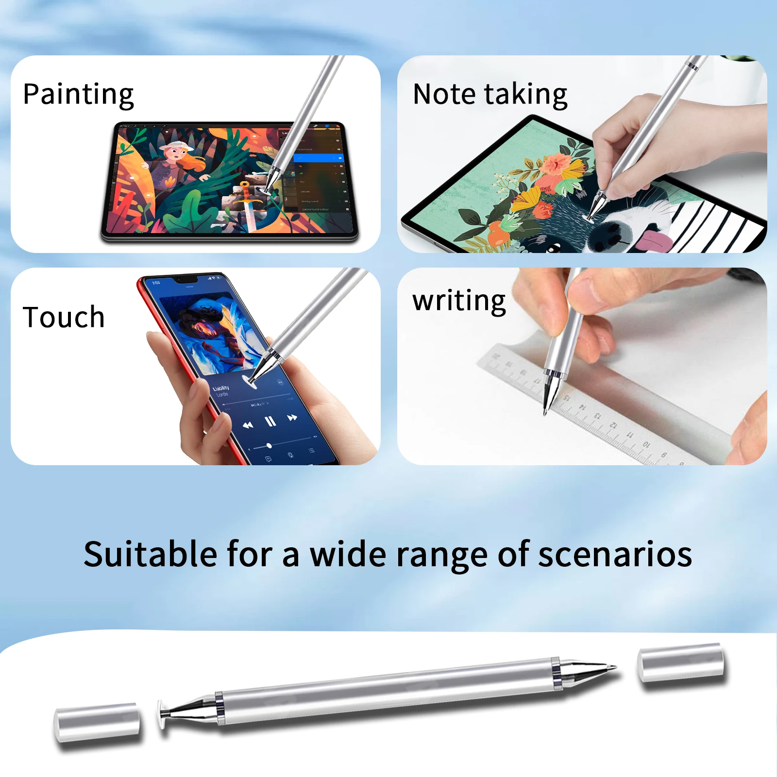 Touch Screen Pen Universal 2-in-1 Smart Capacitive Touch Stylus For Drawing Pad iPad Android Phone Samsung Huawei Xiaomi ios