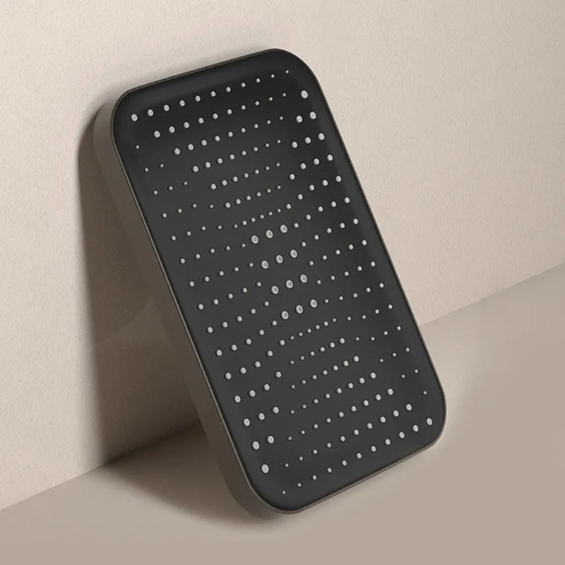 Piano Button Rainfall Shower Set  Hot Cold Shower System Bathroom Display Wall Mount Smart Thermostatic Bath Faucet Squa