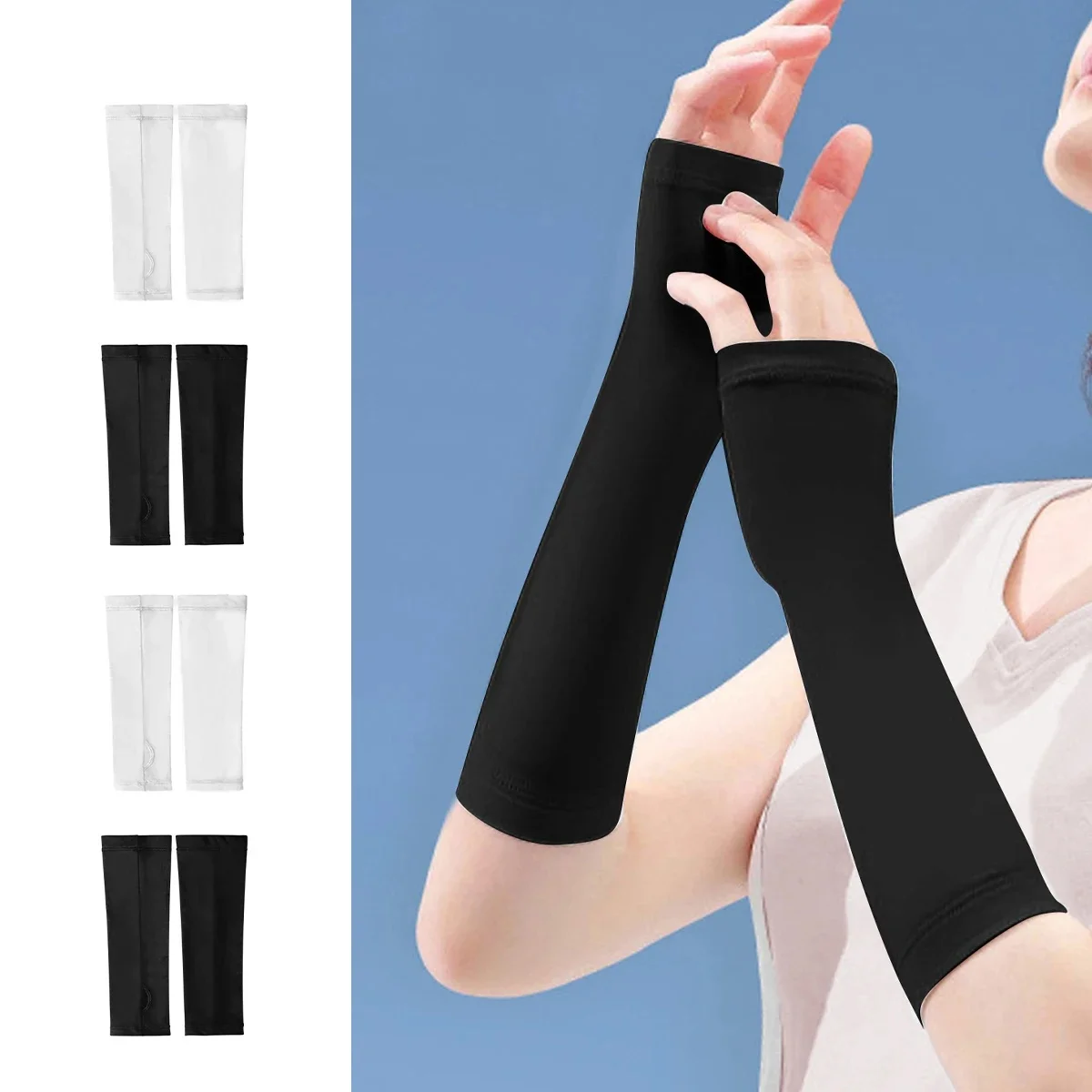 AliExpress NONE Short Solid Color Sunscreen Mosquito Repellent Breathable Ice Silk Sleeves for Driving,Cycling,Fishing and Climbing