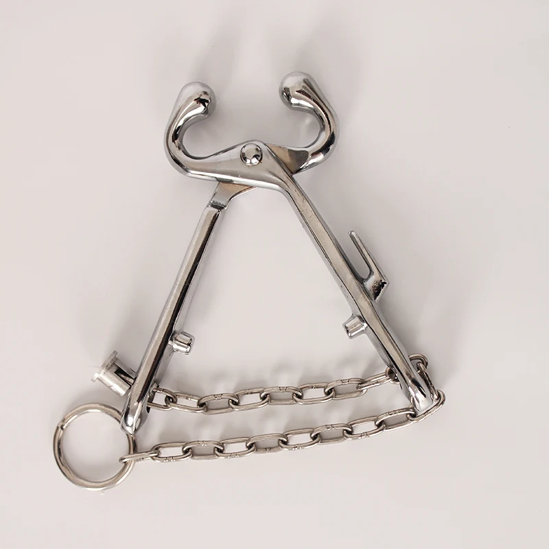 Chuangpu Stainless Steel Cow Nose Tongs, Bull-Holder with Chain, Goat Nose Clamp