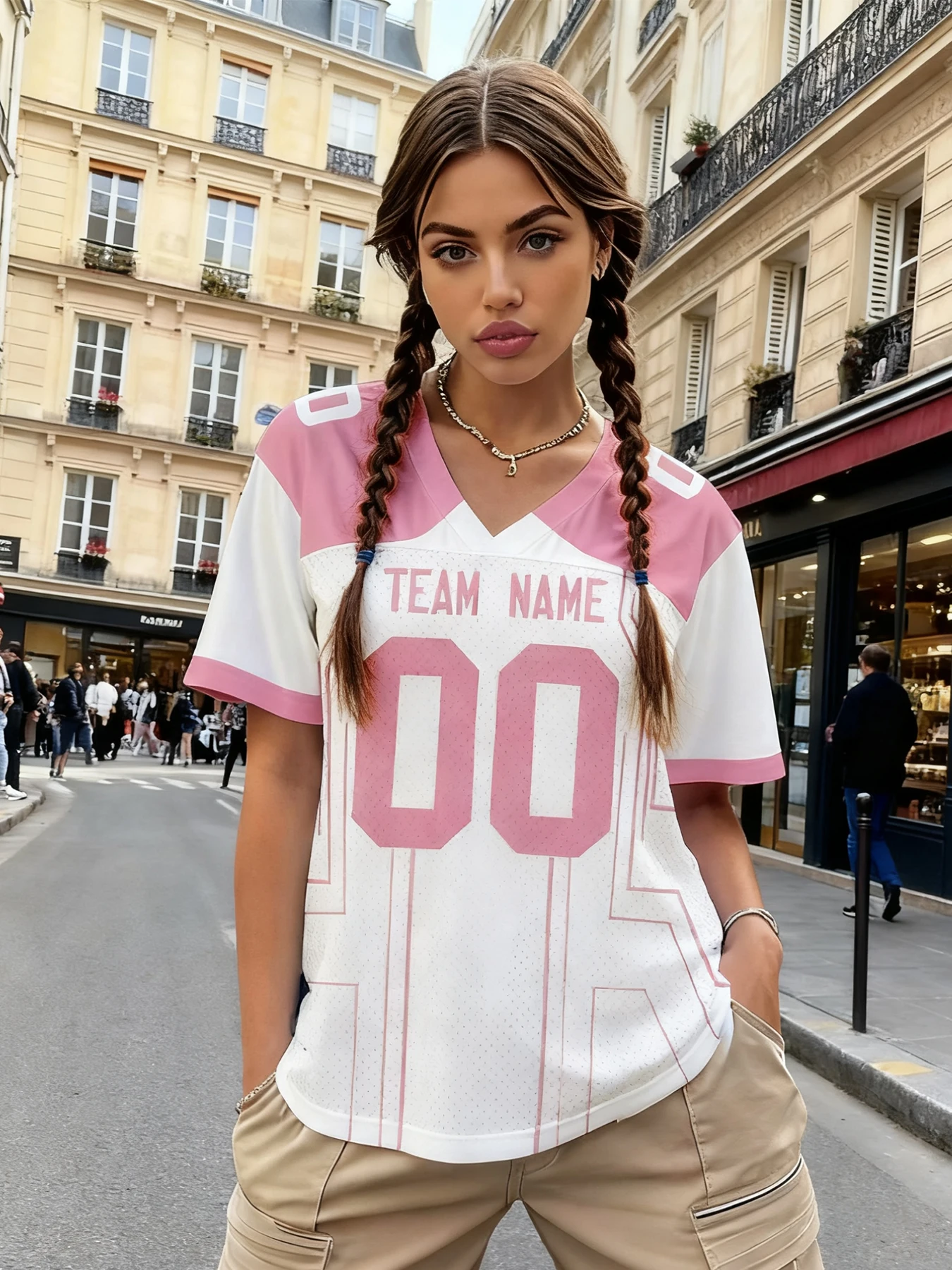 

Футболка из джерси Y2K на заказ, персонализированный топ с короткими рукавами и именем, номером, модная уличная женская свободная футболка, уличная одежда