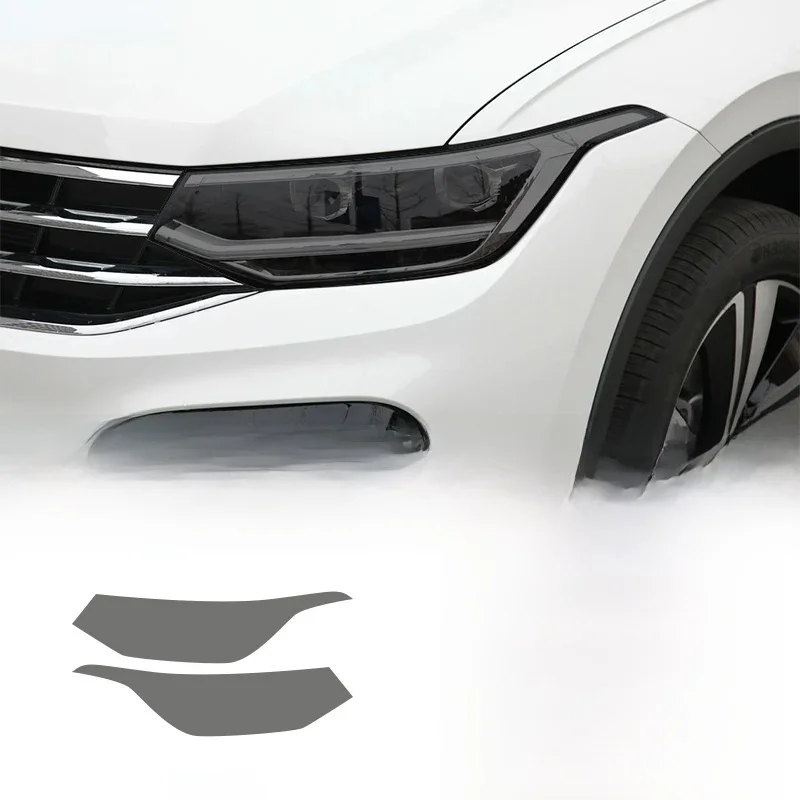 2 szt Folia ochronna reflektora samochodowego Przednie światło Przezroczysta przydymiona czarna naklejka TPU Do Volkswagen VW Tiguan Facelift 2020 2021 — zdjęcie 2
