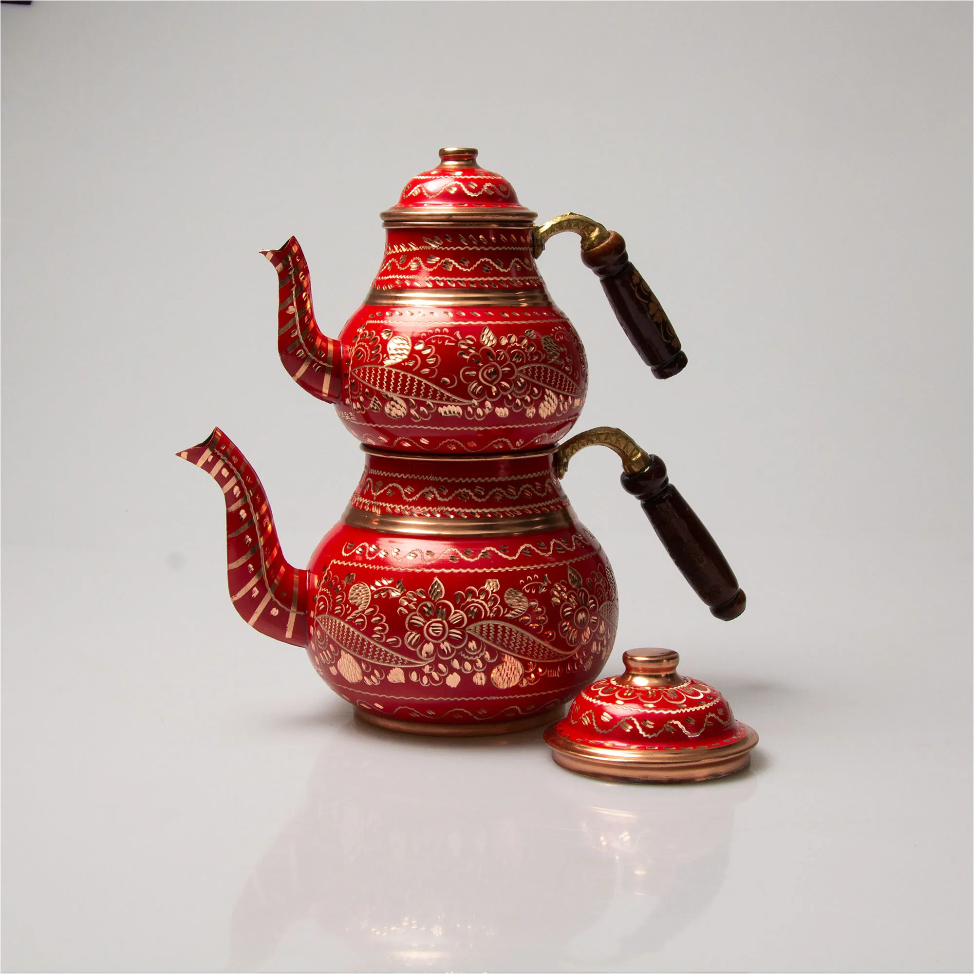 

Red Copper Teapot, Tea Warmer Countertop Stove Top Teapot Decorative Antique kitchen decor