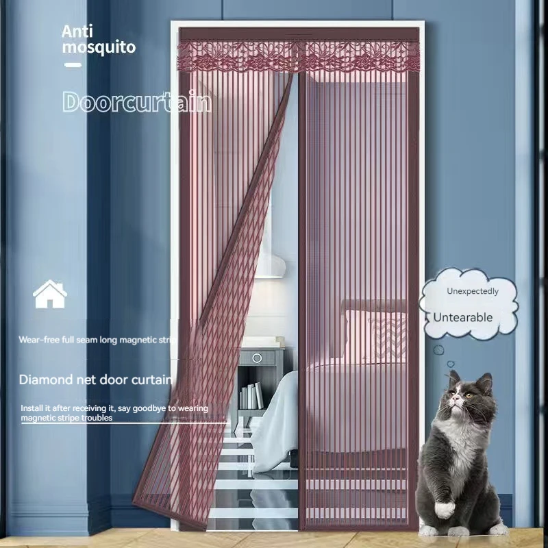 Striped curtains anti-mosquito curtains self-adhesive magnetic adsorption magnetic no punch easy to install door curtains